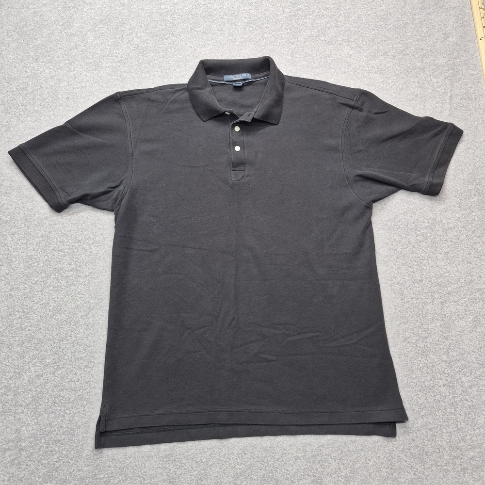 Chestnut Hill Polo Shirt Mens L Black Short Sleeve Performance Pique Golf Casual
